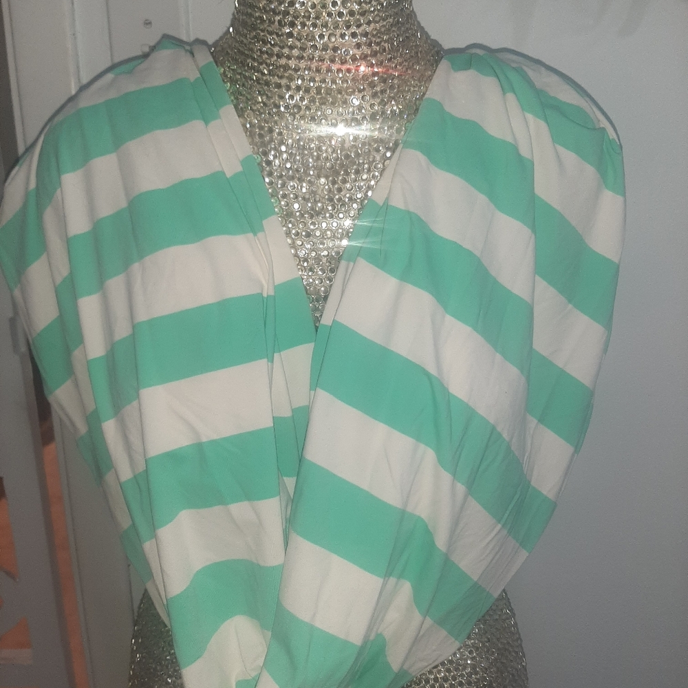lululemon athletica Mint Green and White Striped Wrap Scarf